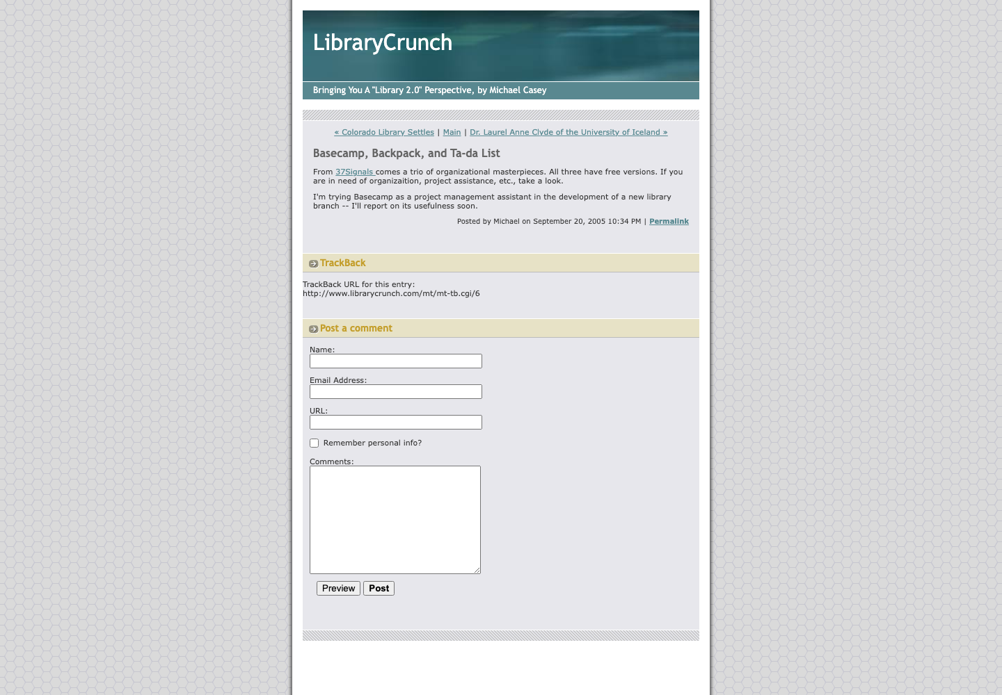 Screenshot preview of Basecamp, Backpack, and Ta-da List