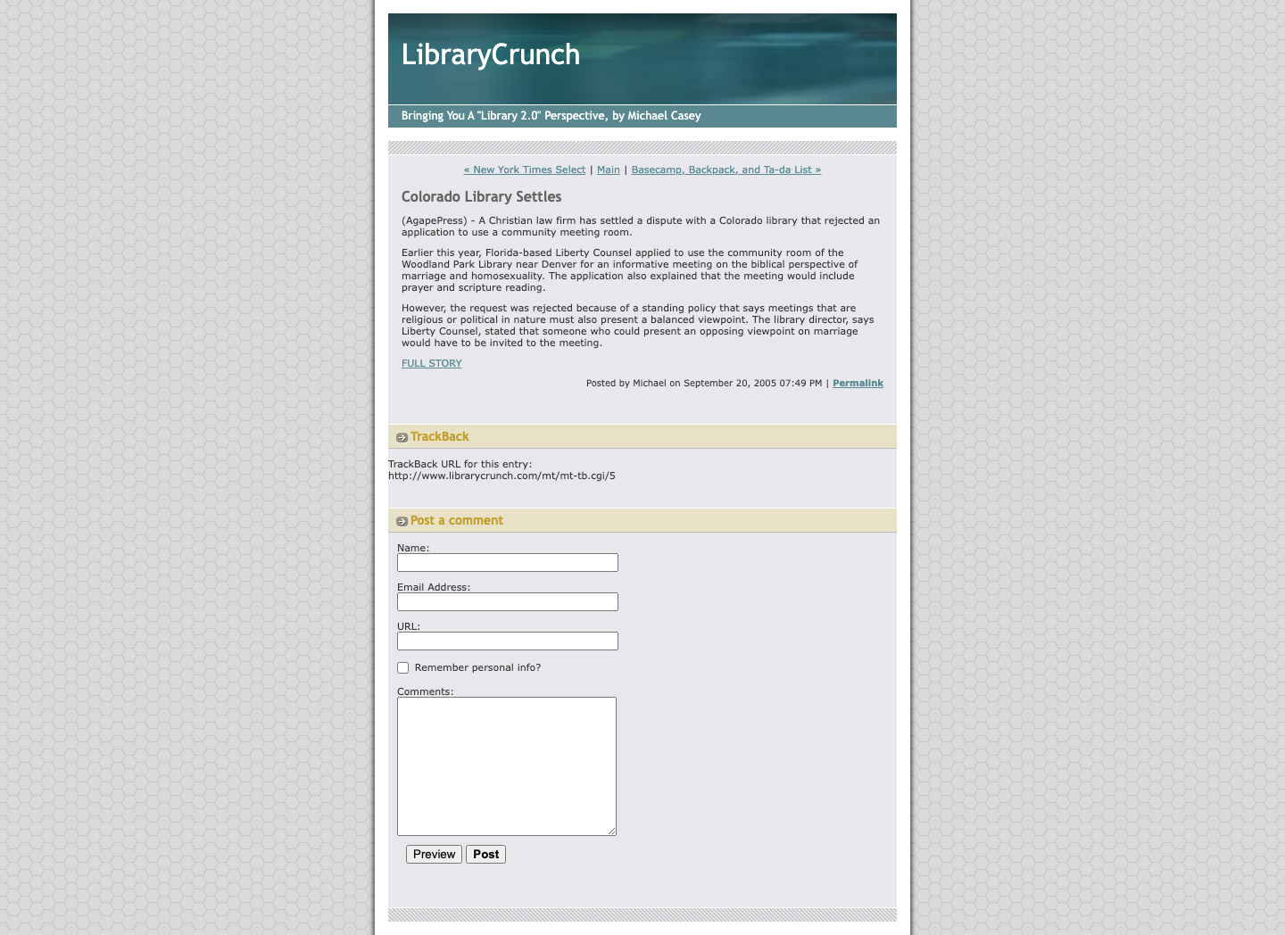 Screenshot preview of Colorado Library Settles