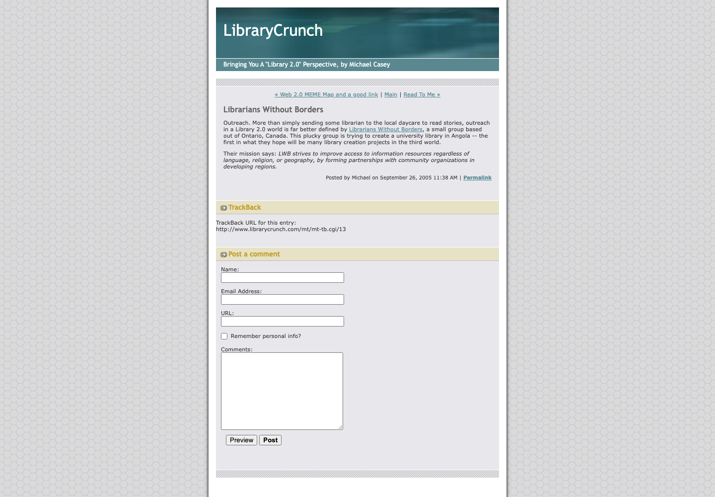 Screenshot preview of Librarians Without Borders