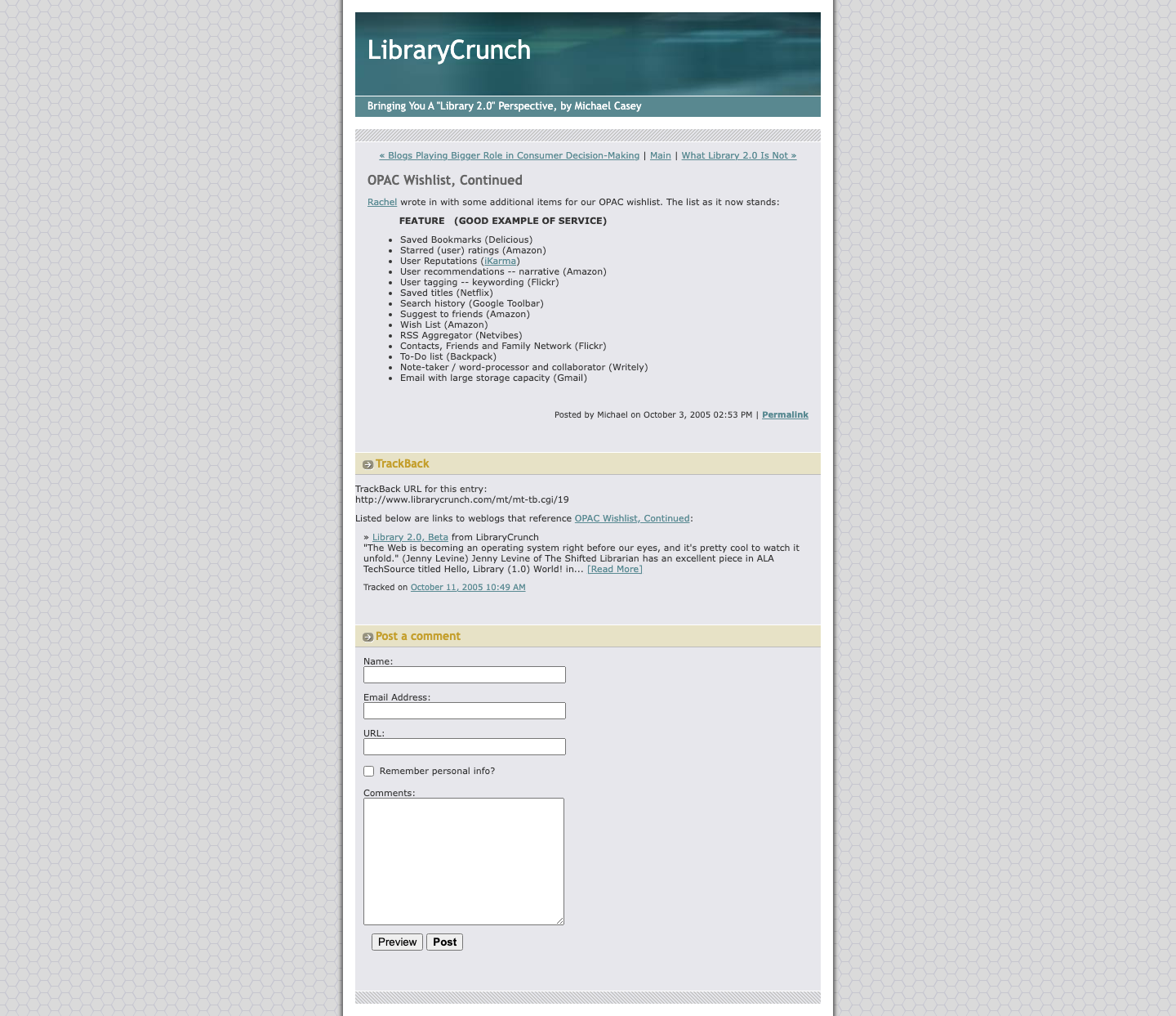 Screenshot preview of OPAC Wishlist, Continued