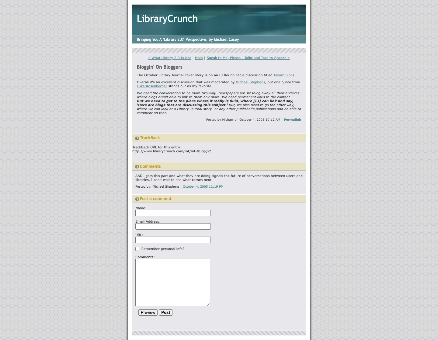 Screenshot preview of Bloggin' On Bloggers