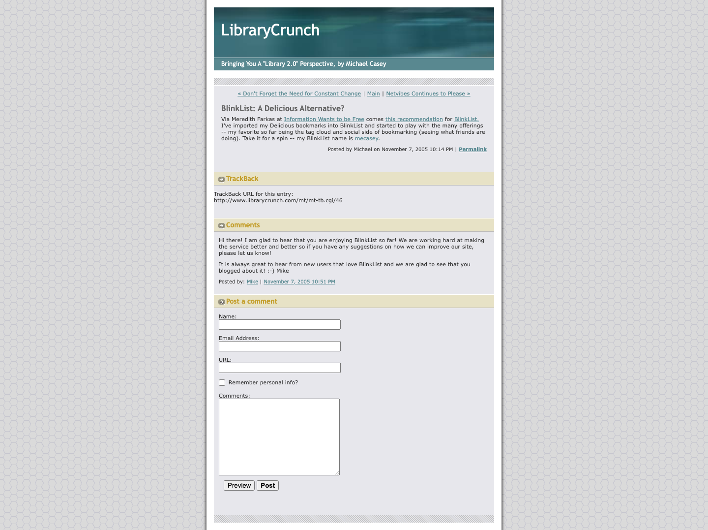 Screenshot preview of BlinkList: A Delicious Alternative?