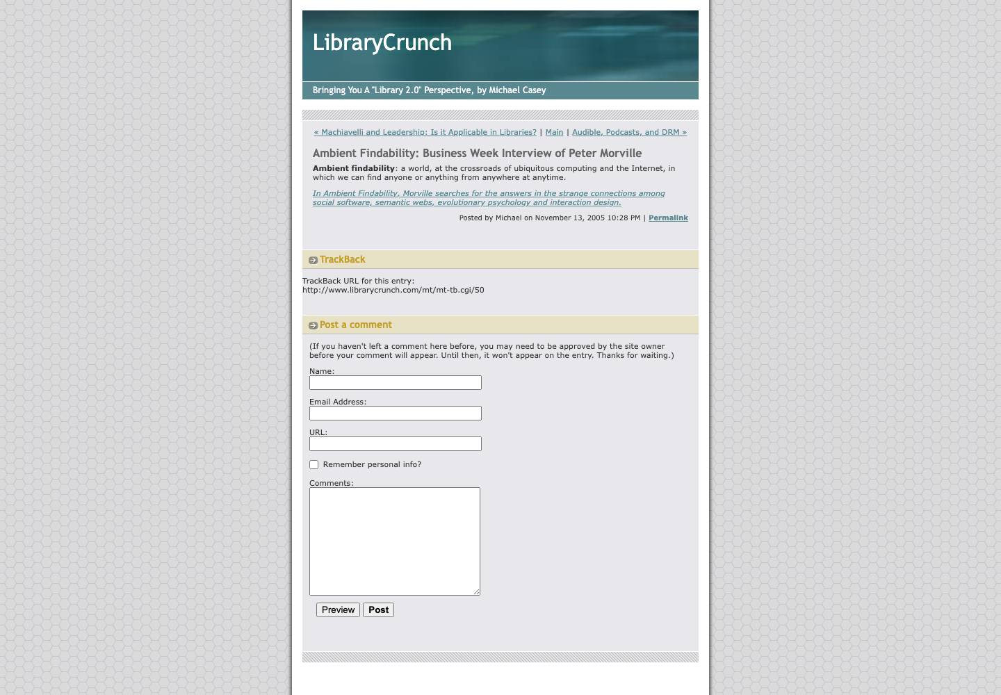Screenshot preview of Ambient Findability: Business Week Interview of Peter Morville