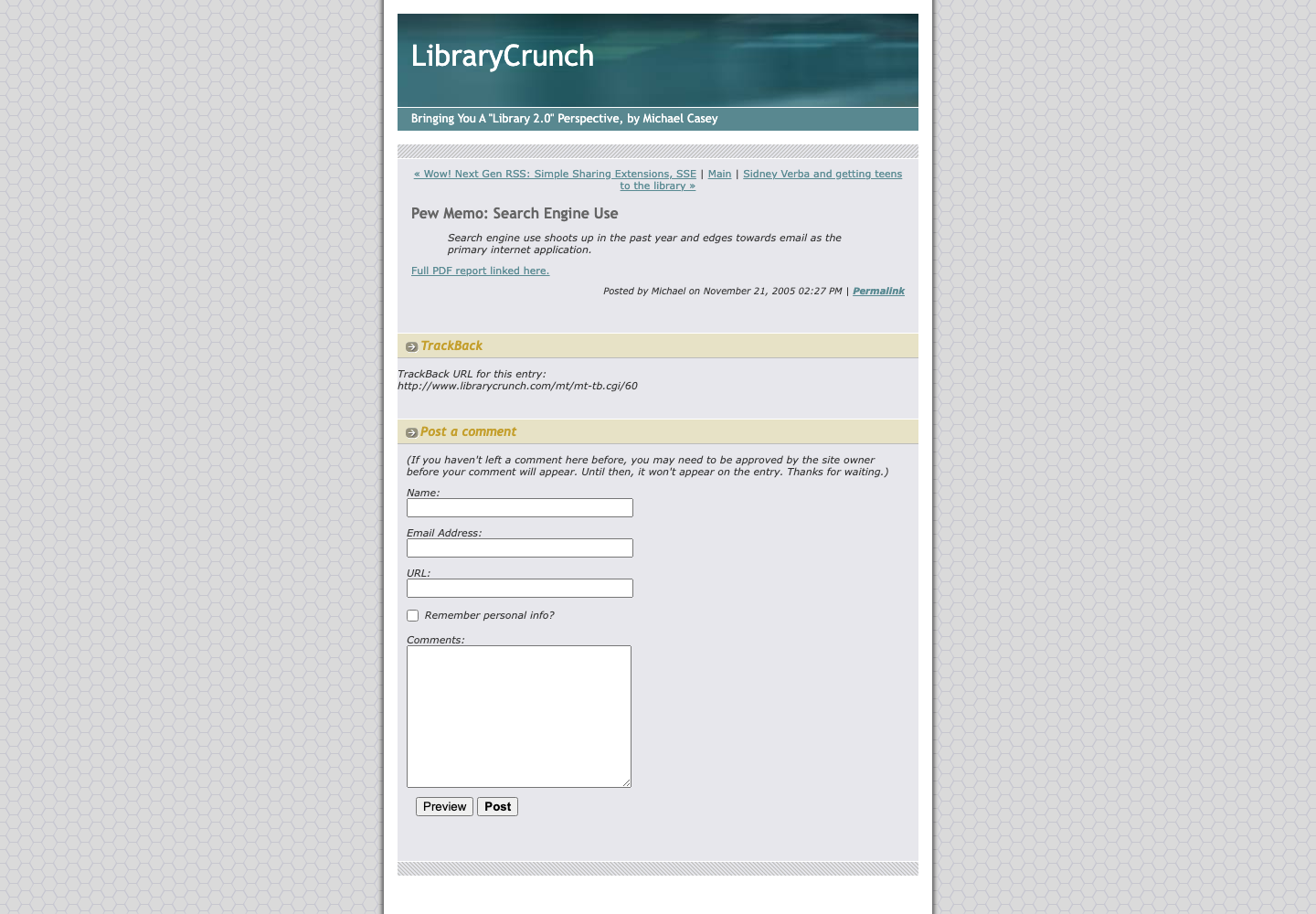 Screenshot preview of Pew Memo: Search Engine Use