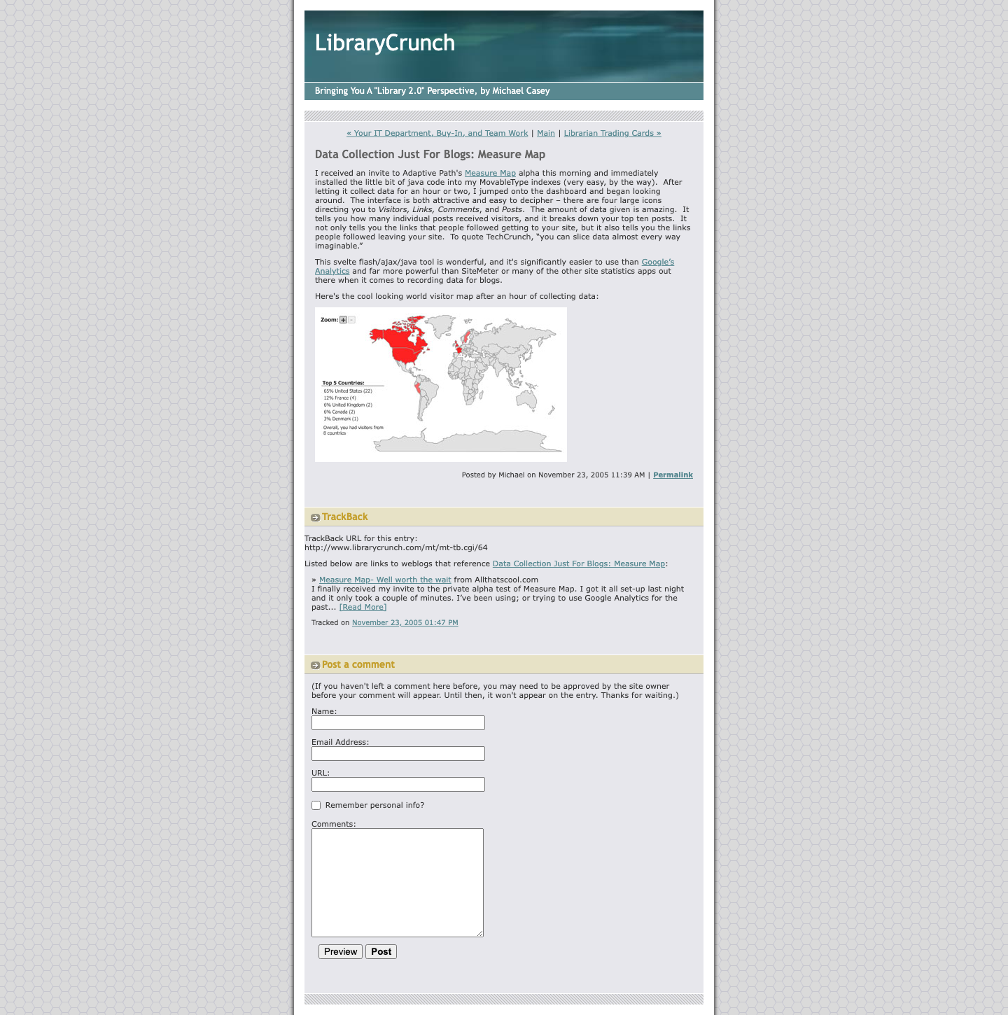 Screenshot preview of Data Collection Just For Blogs: Measure Map