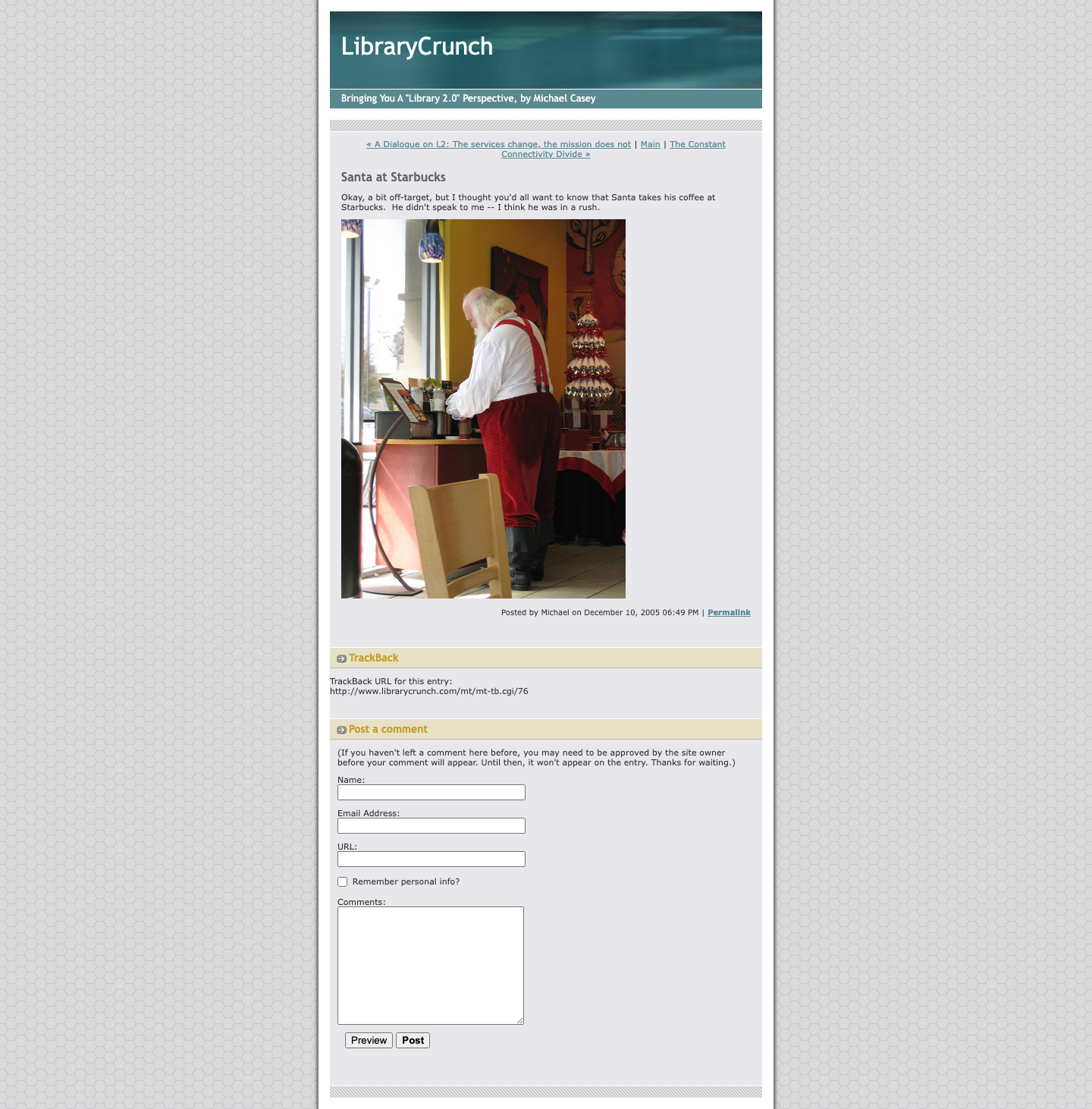 Screenshot preview of Santa at Starbucks