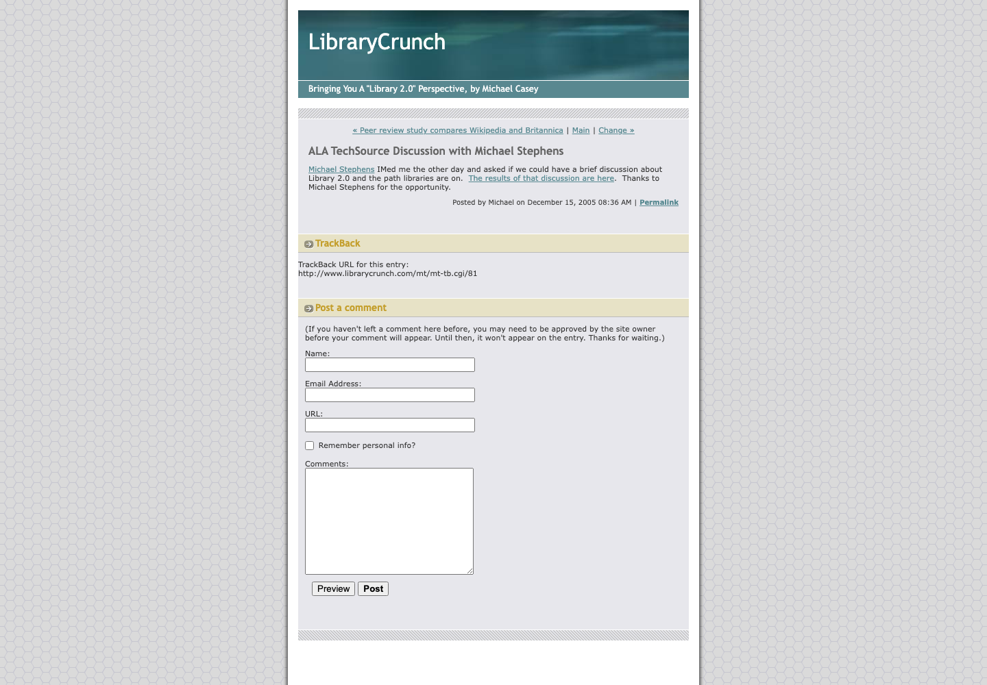 Screenshot preview of ALA TechSource Discussion with Michael Stephens