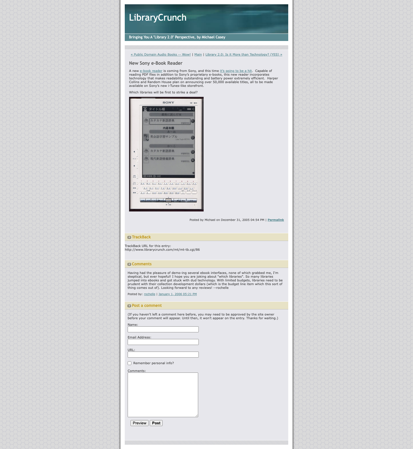 Screenshot preview of New Sony e-Book Reader
