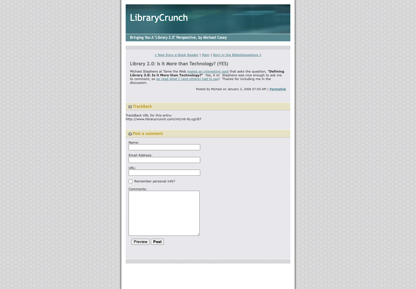 Screenshot preview of Library 2.0: Is it More than Technology? (YES)