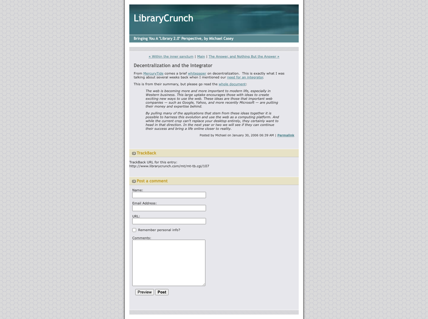Screenshot preview of Decentralization and the Integrator