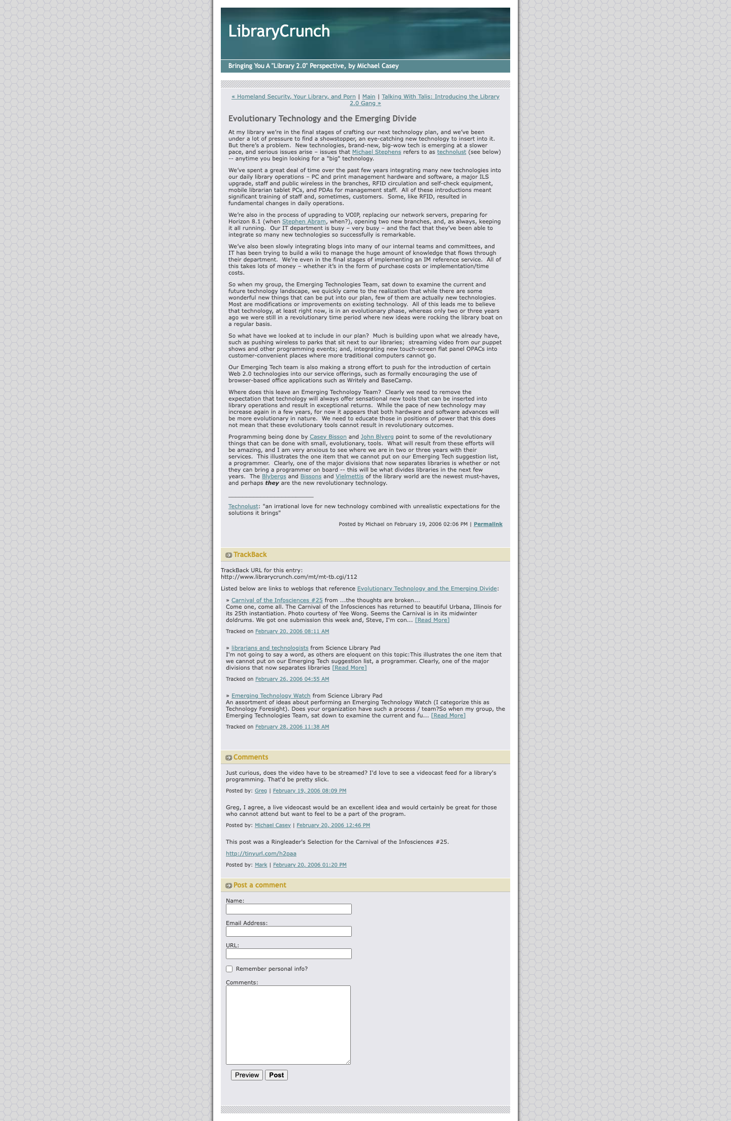 Screenshot preview of Evolutionary Technology and the Emerging Divide