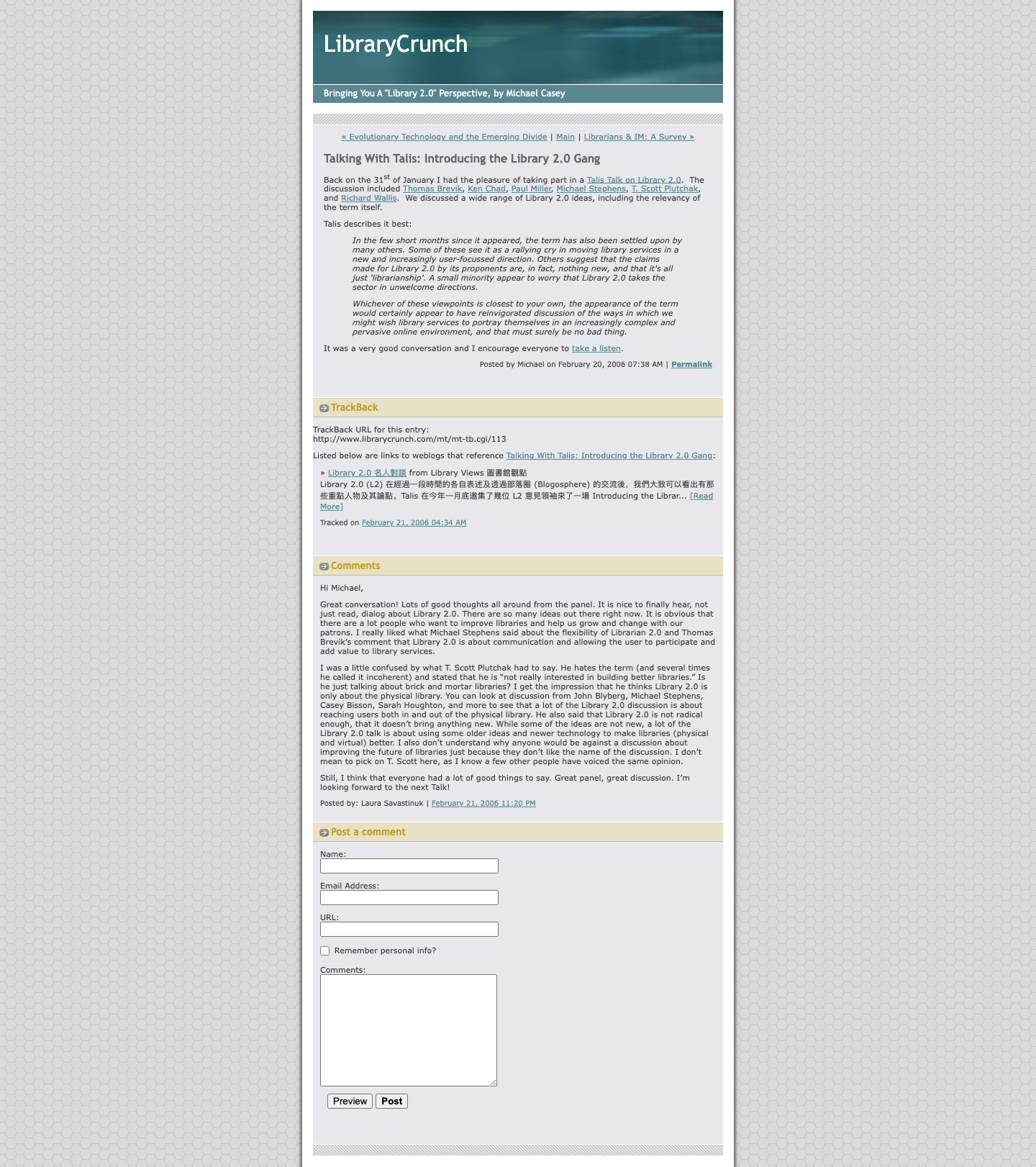 Screenshot preview of Talking With Talis: Introducing the Library 2.0 Gang