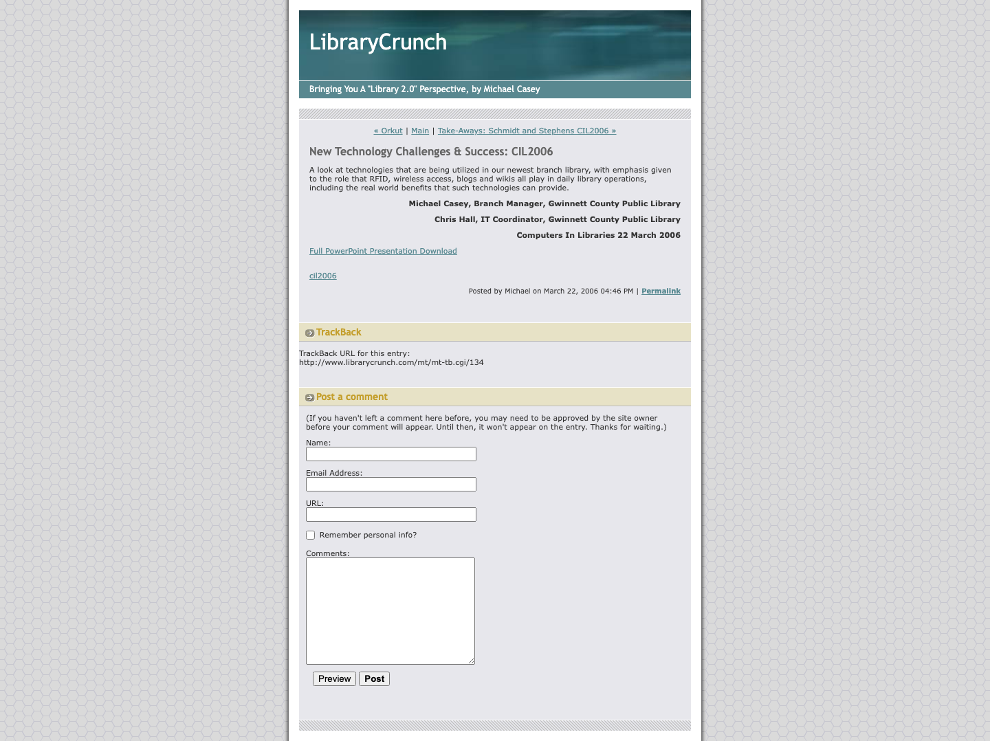 Screenshot preview of New Technology Challenges & Success: CIL2006