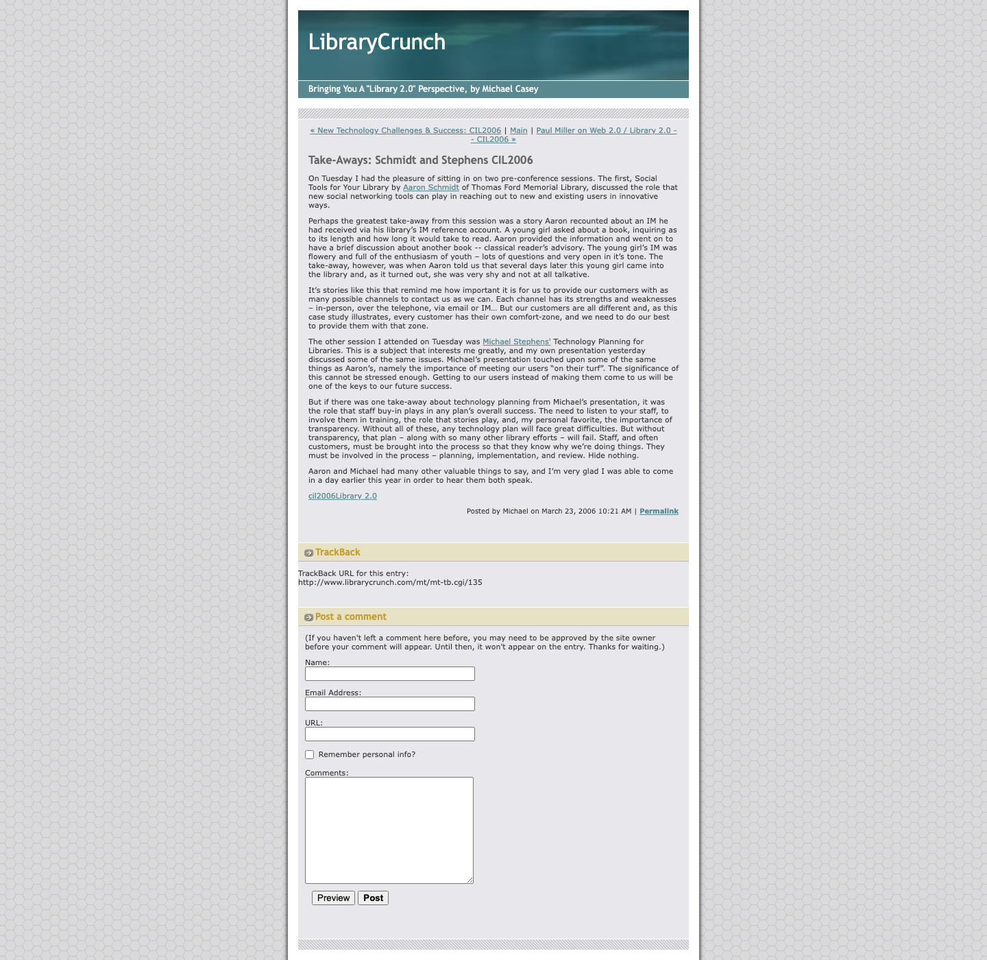 Screenshot preview of Take-Aways: Schmidt and Stephens CIL2006