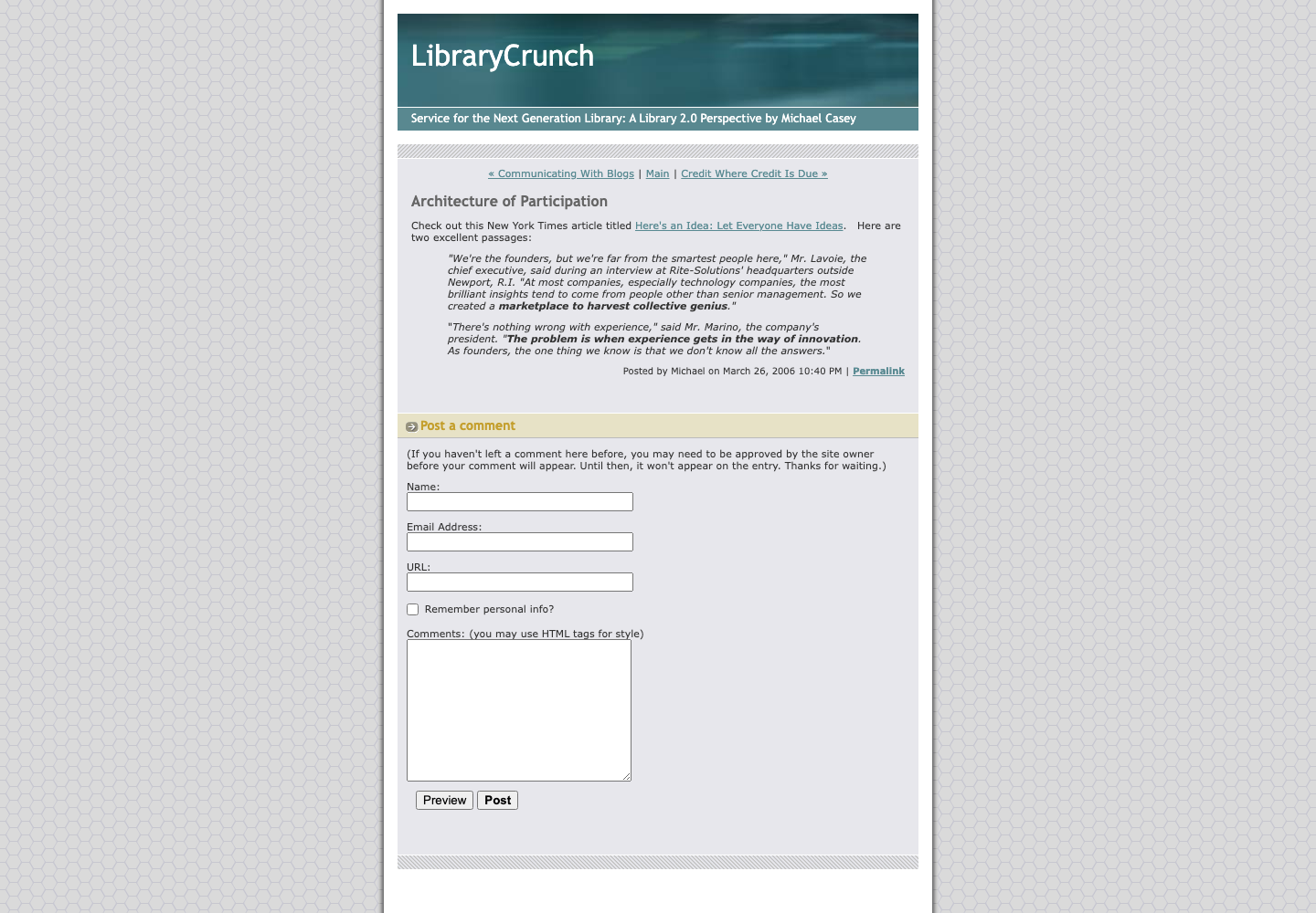 Screenshot preview of Architecture of Participation
