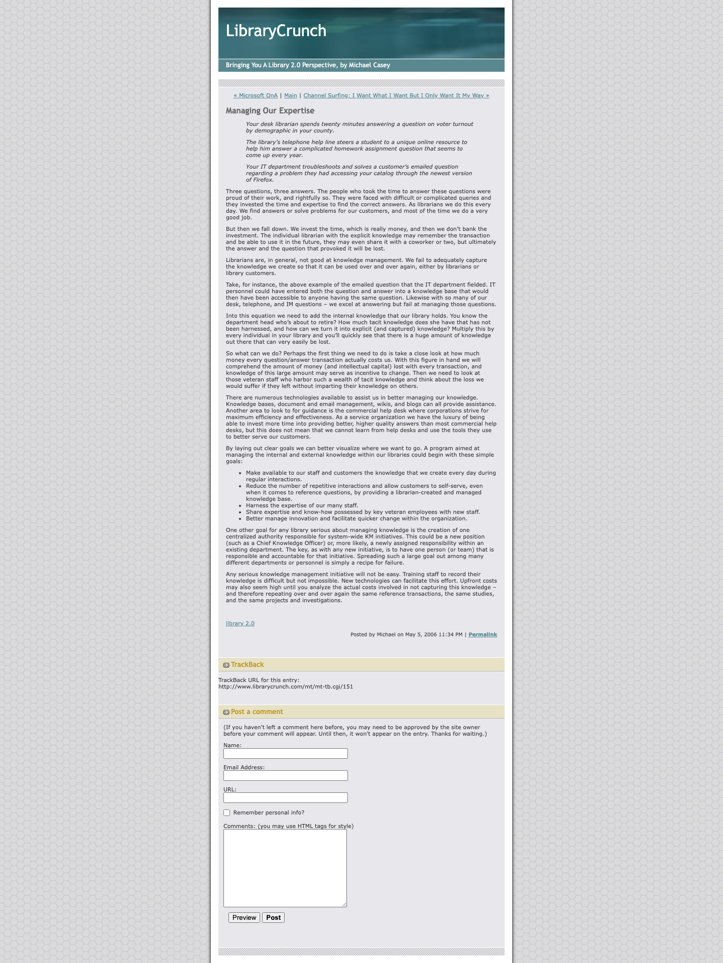 Screenshot preview of Managing Our Expertise