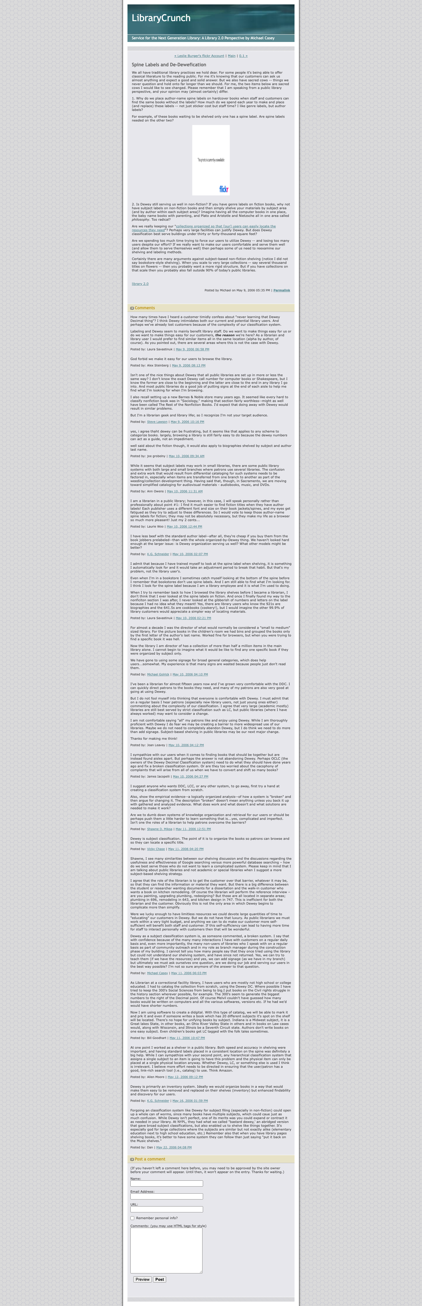 Screenshot preview of Spine Labels and De-Dewefication