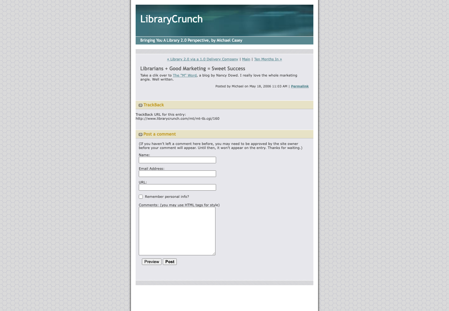 Screenshot preview of Librarians + Good Marketing = Sweet Success