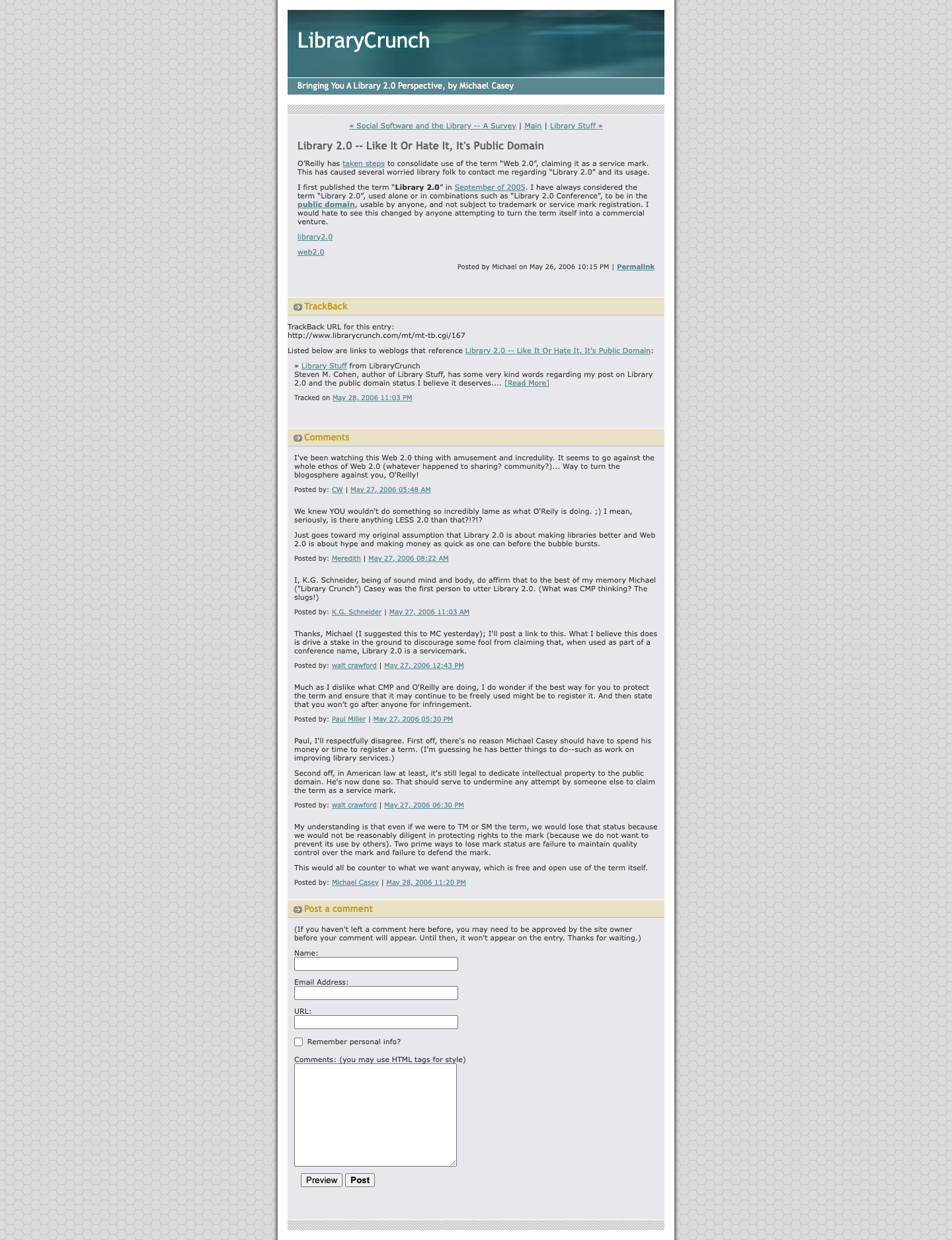 Screenshot preview of Library 2.0 -- Like It Or Hate It, It's Public Domain