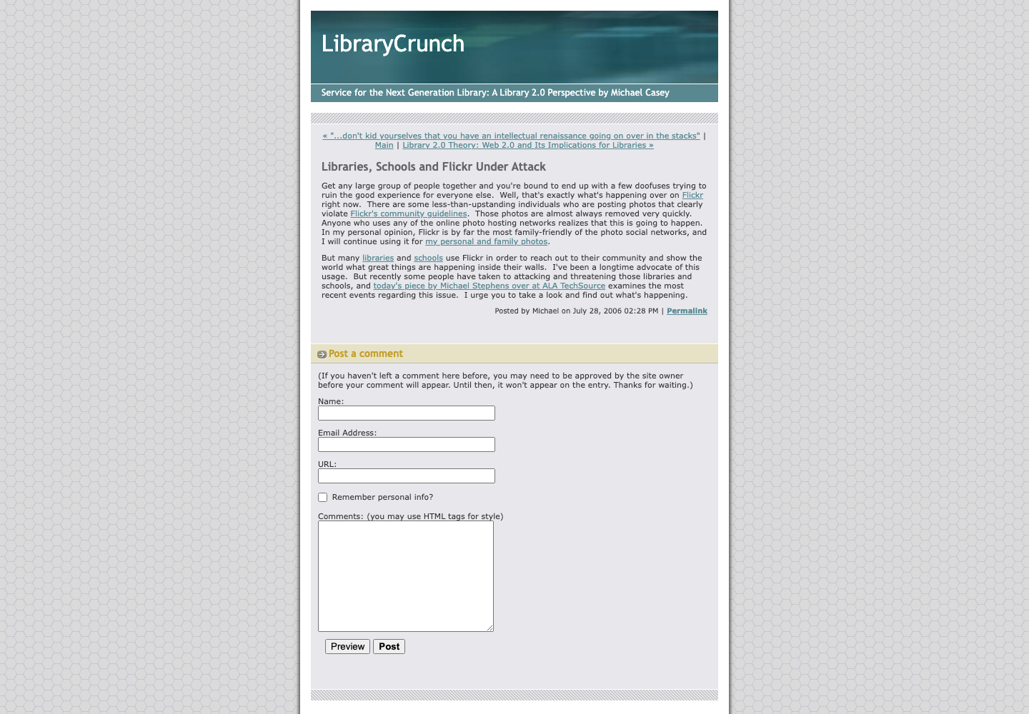 Screenshot preview of Libraries, Schools and Flickr Under Attack