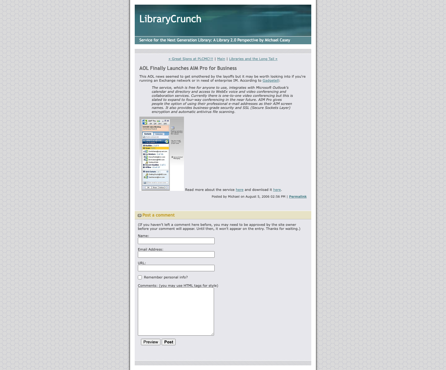 Screenshot preview of AOL Finally Launches AIM Pro for Business