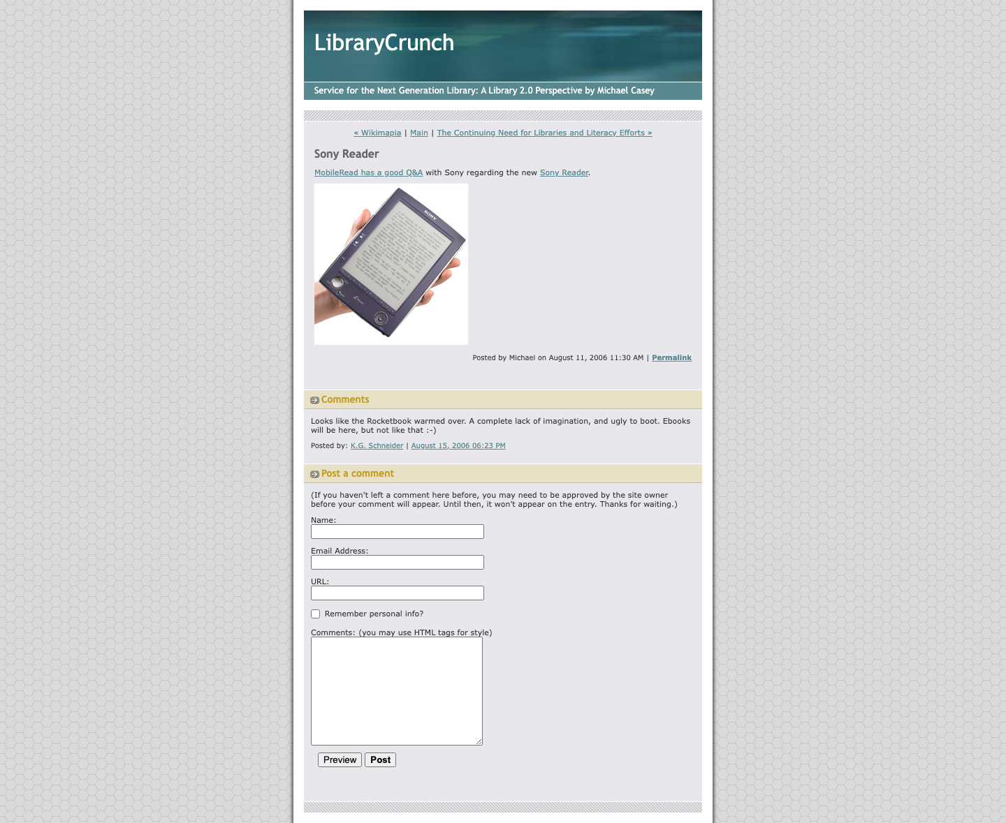Screenshot preview of Sony Reader
