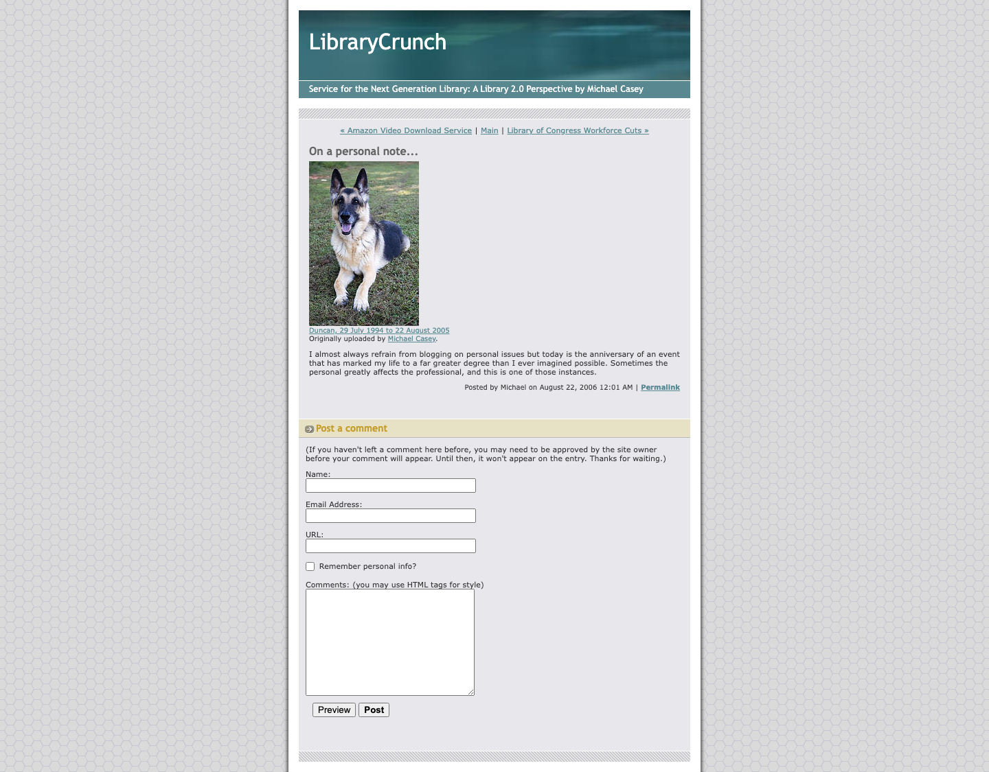 Screenshot preview of On a personal note...