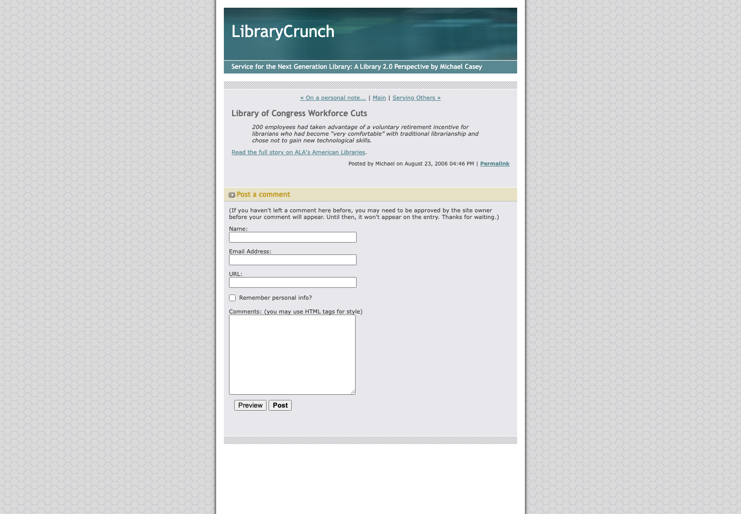 Screenshot preview of Library of Congress Workforce Cuts
