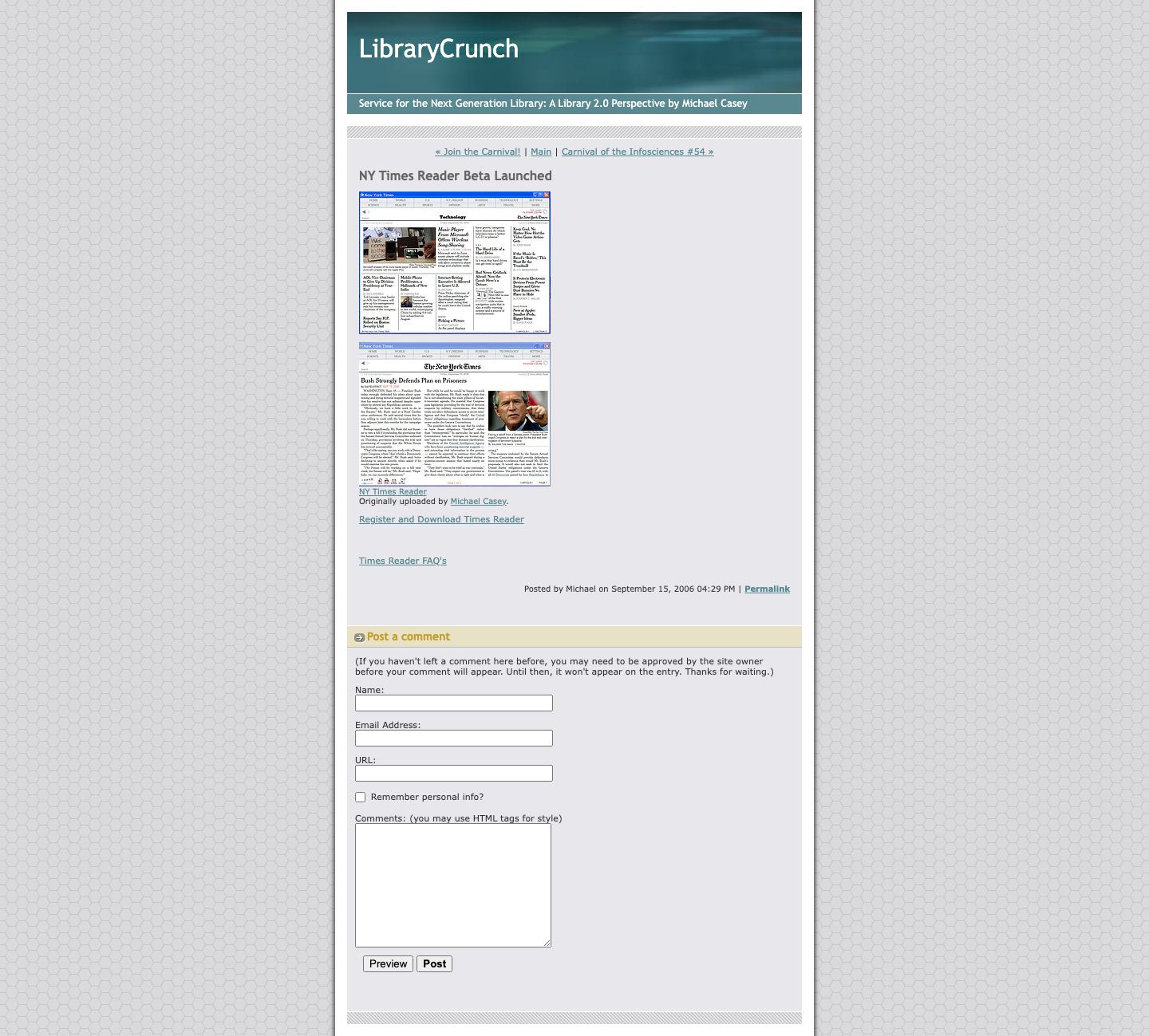 Screenshot preview of NY Times Reader Beta Launched