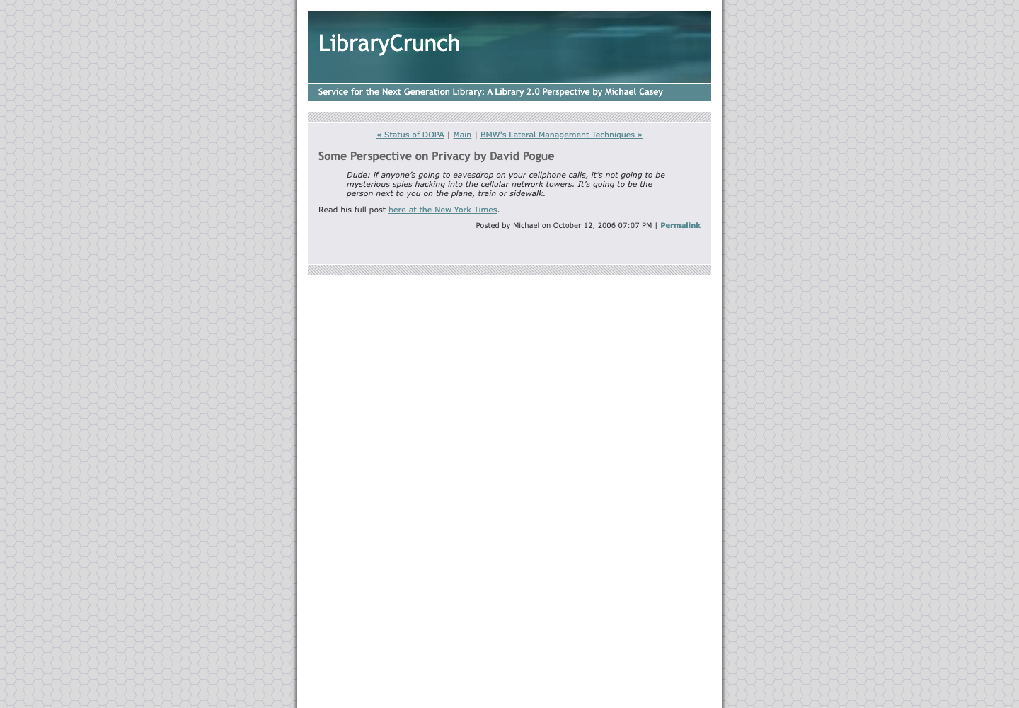 Screenshot preview of Some Perspective on Privacy by David Pogue