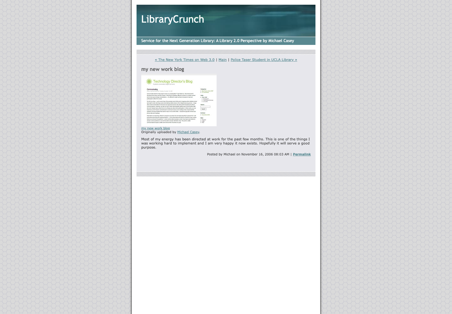 Screenshot preview of my new work blog
