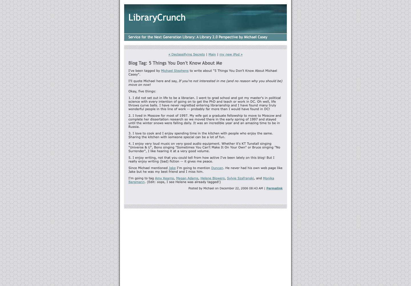 Screenshot preview of Blog Tag: 5 Things You Don't Know About Me