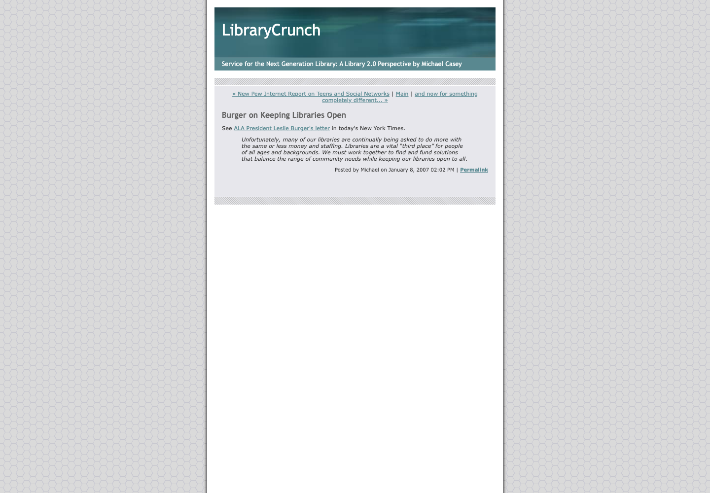 Screenshot preview of Burger on Keeping Libraries Open