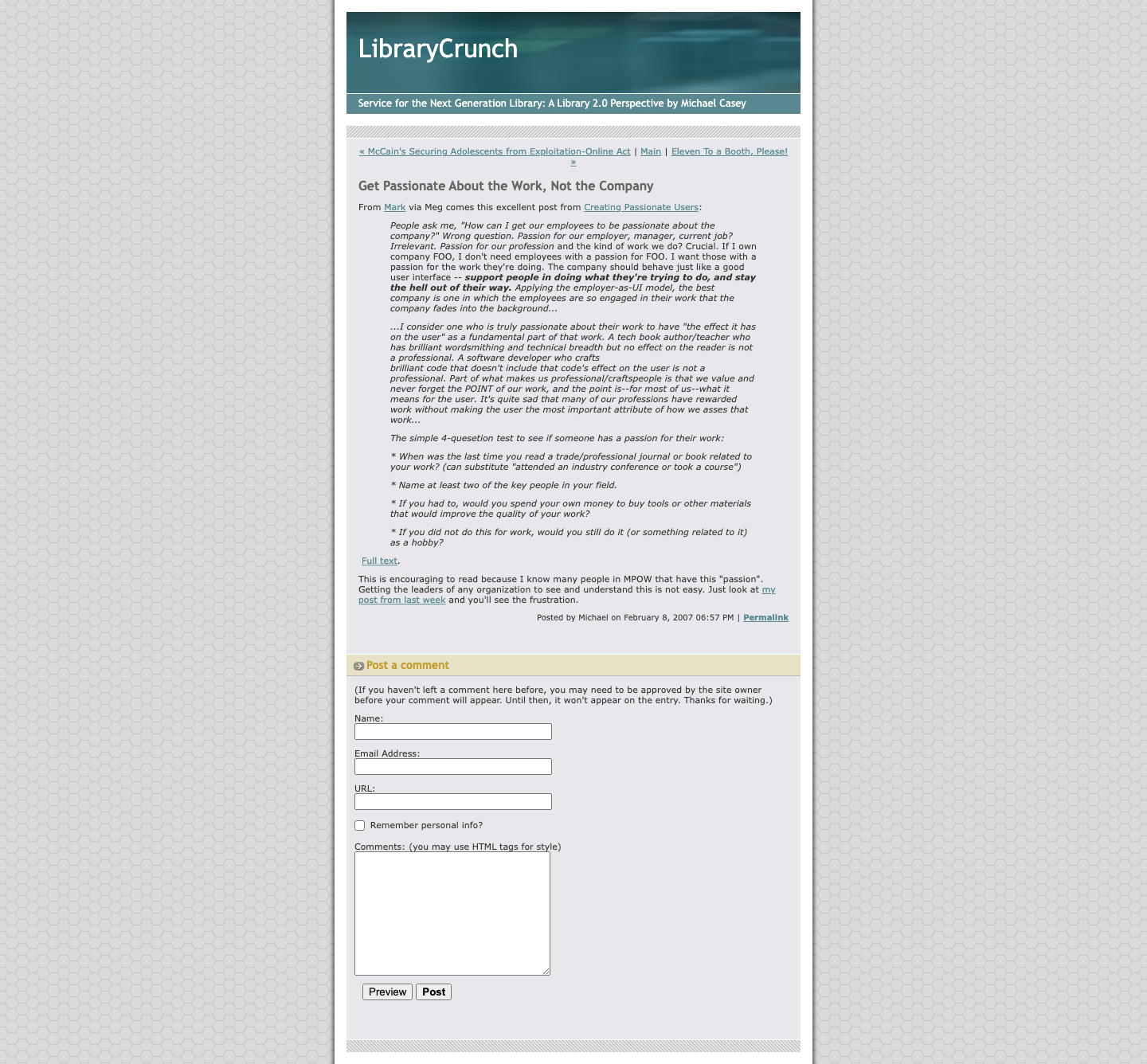 Screenshot preview of Get Passionate About the Work, Not the Company