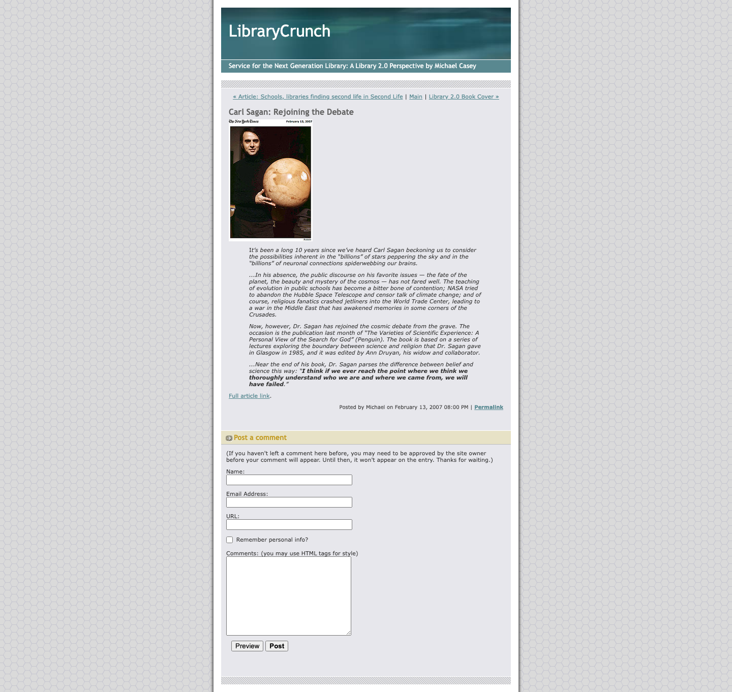 Screenshot preview of Carl Sagan: Rejoining the Debate