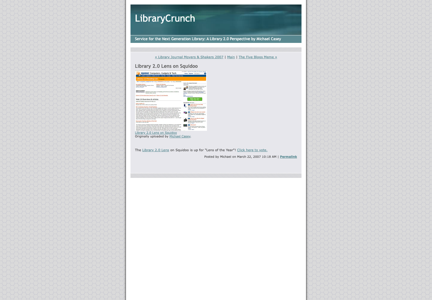 Screenshot preview of Library 2.0 Lens on Squidoo