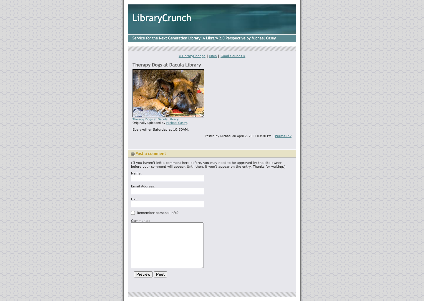 Screenshot preview of Therapy Dogs at Dacula Library