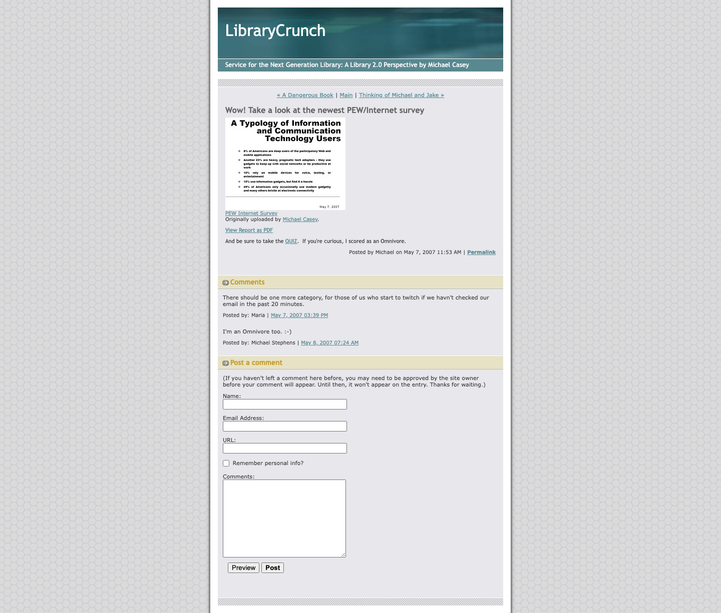 Screenshot preview of Wow! Take a look at the newest PEW/Internet survey