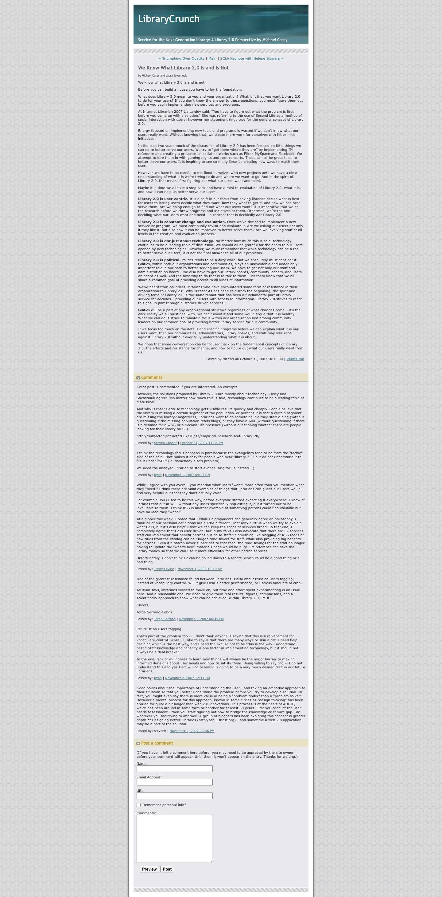 Screenshot preview of We Know What Library 2.0 Is and Is Not