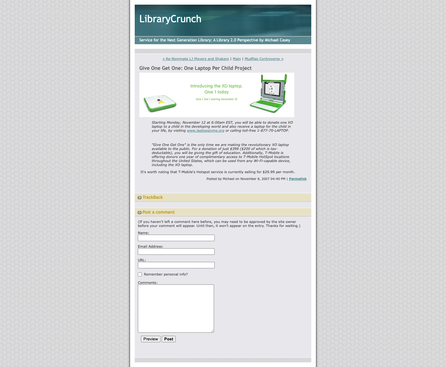 Screenshot preview of Give One Get One: One Laptop Per Child Project