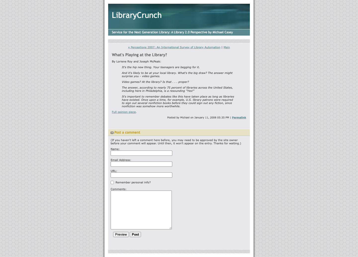 Screenshot preview of What's Playing at the Library?