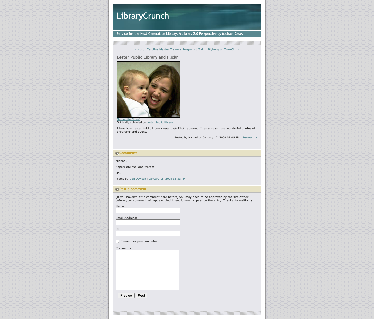 Screenshot preview of Lester Public Library and Flickr
