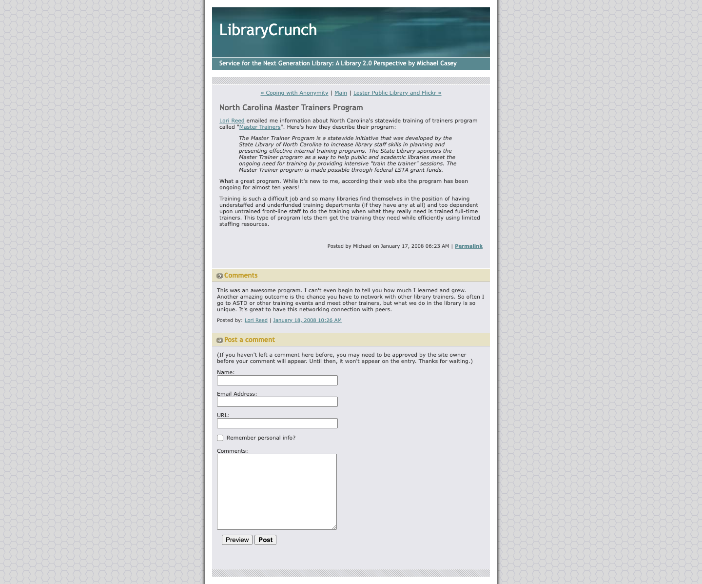 Screenshot preview of North Carolina Master Trainers Program