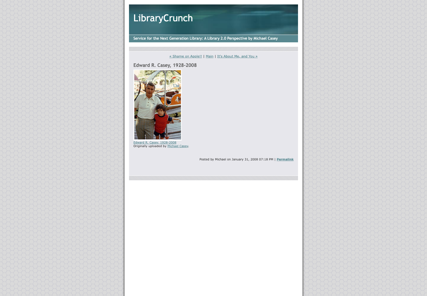 Screenshot preview of Edward R. Casey, 1928-2008