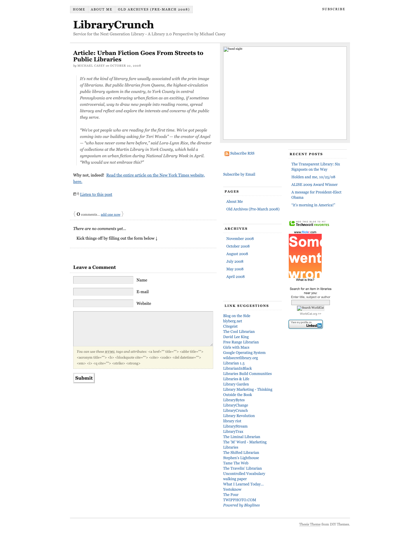 Screenshot preview of Article: Urban Fiction Goes From Streets to Public Libraries