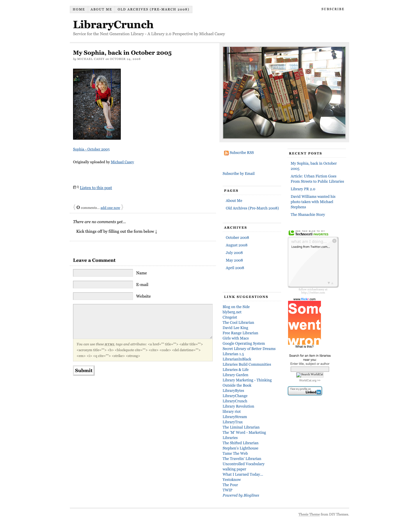 Screenshot preview of My Sophia, back in October 2005