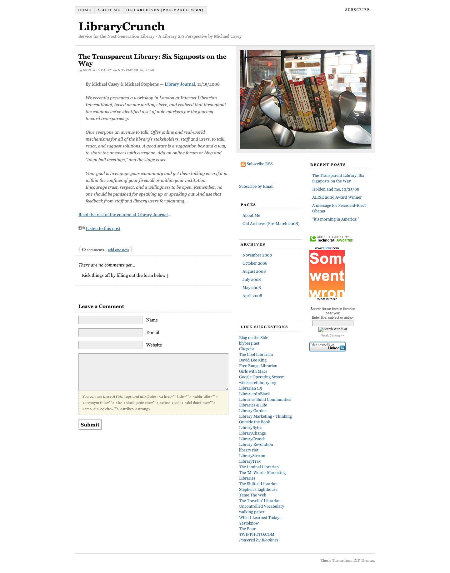 Screenshot preview of The Transparent Library: Six Signposts on the Way